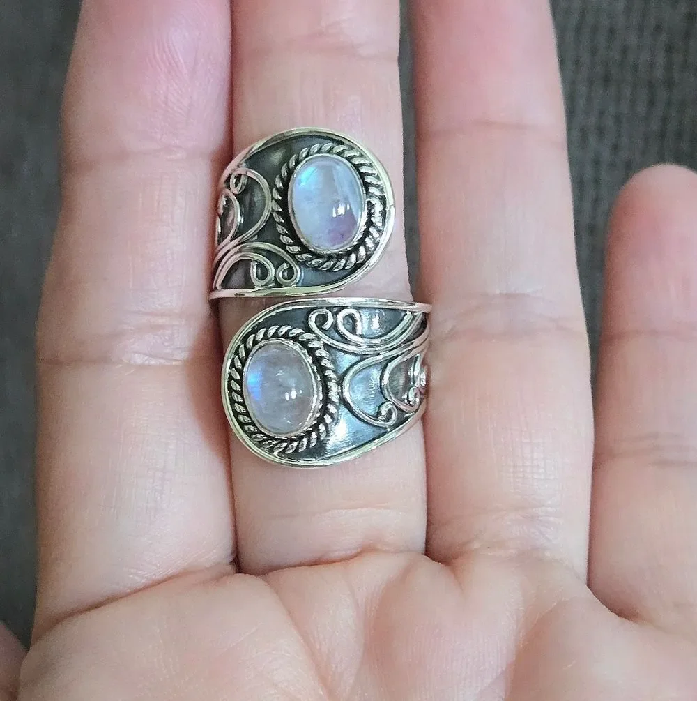 Shivam Rainbow🌈 Moonstone🌛 Bypass Ring💍 - NWT